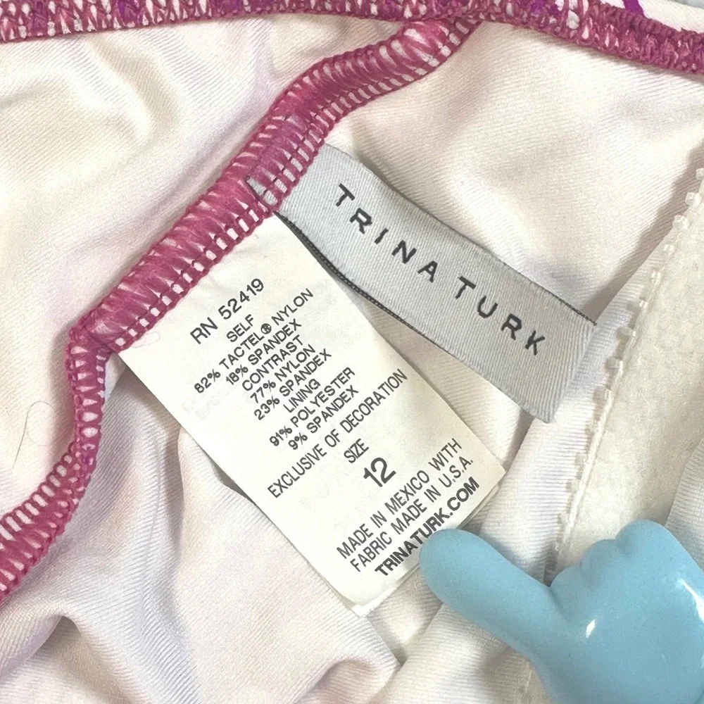 Trina Turk Womens One Piece Swimsuit Pink Floral Halter Neck Size 12